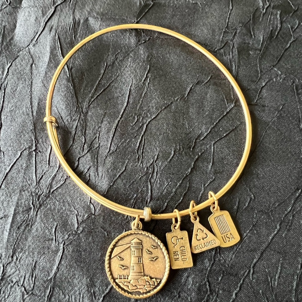 Light House Gold Charm Bangle Bracelet